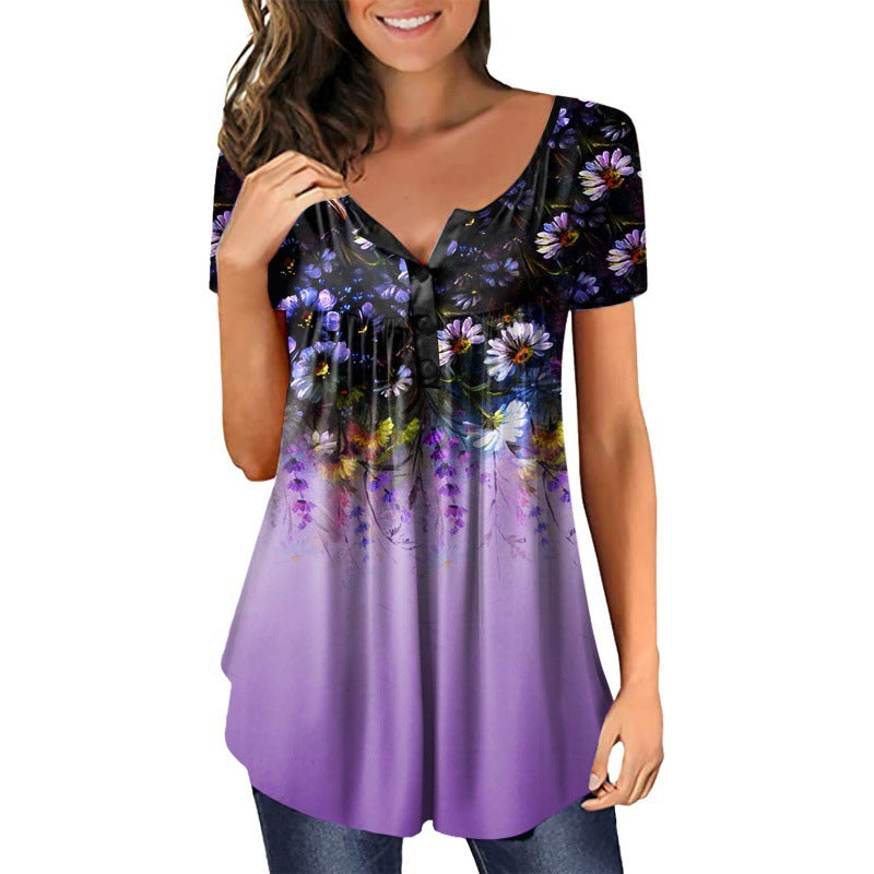 Loose V-neck Women's Top T-shirt