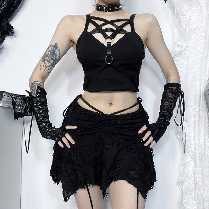 All-match Irregular Skirt Women With Holes