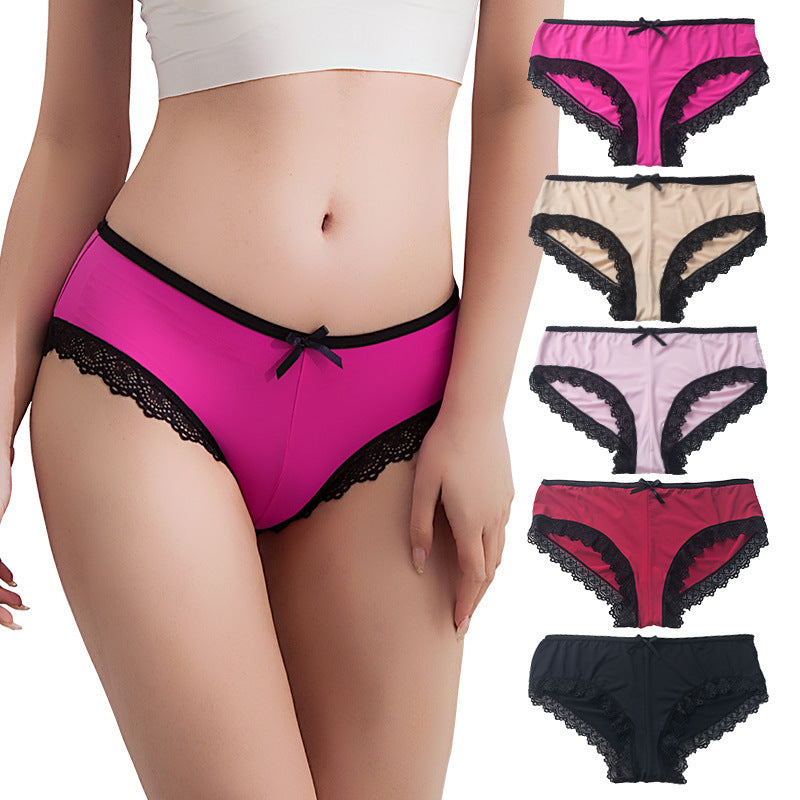 Lace Women's Ice Silk Underwear Design Sense Low Waist Plus Size Briefs