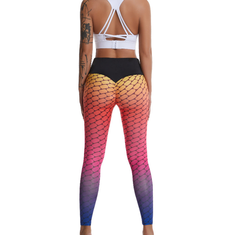 Women Leggings Fitness High Waist Push Up Tie Dye Spandex Seamless Femme Leggings Skinny Bubble Hip-lifting