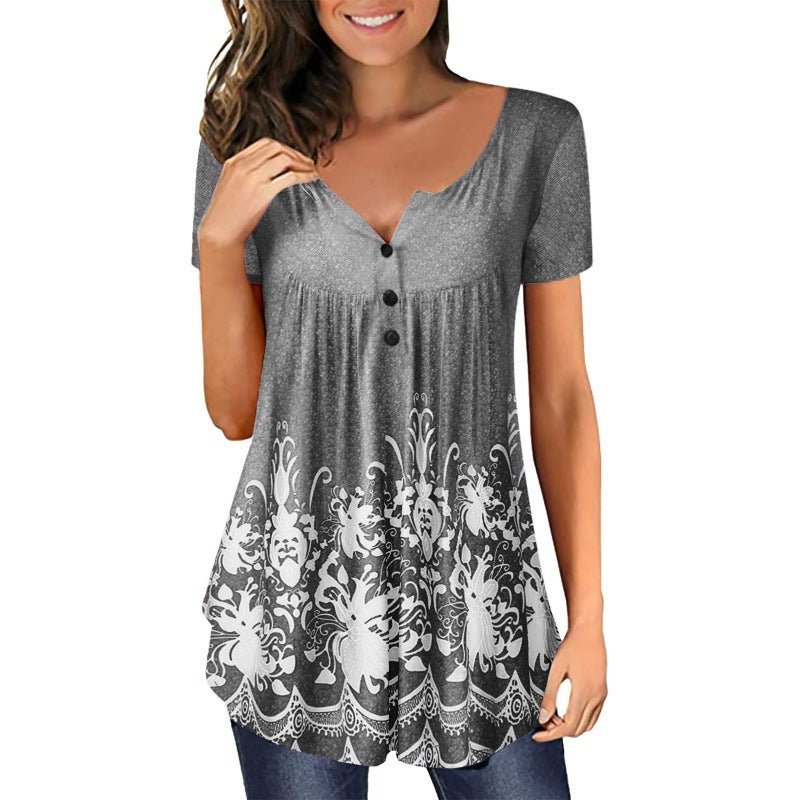 Loose V-neck Women's Top T-shirt