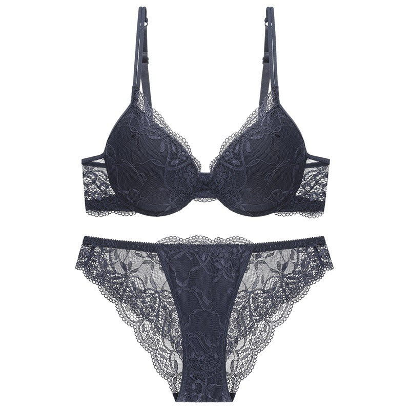 Sexy Deep Micro Push Up Lace Bra Suit
