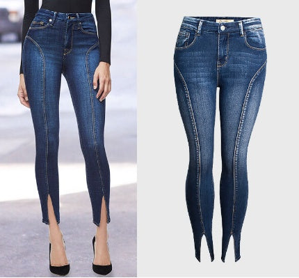 Mid-rise elastic split-leg hem