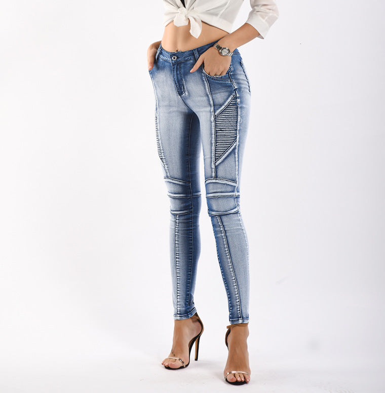Stretch thin women's denim pencil pants