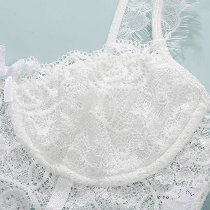 Solid Color Thin Bra With Belt Briefs