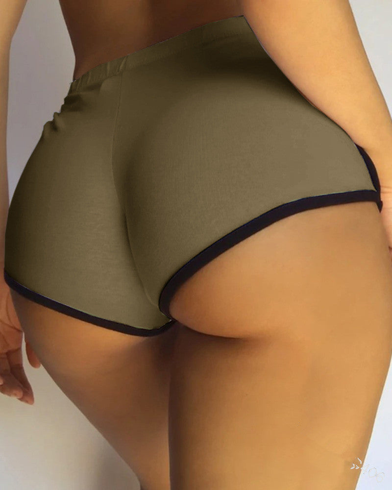Pure Color Casual Mid-waist Shorts Elasticated Mini Hot Pants