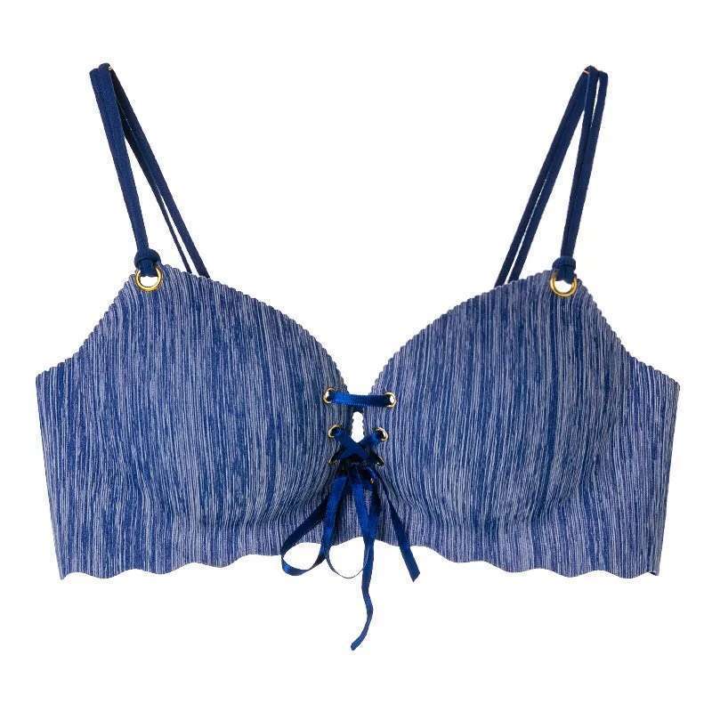 Lace-up Underwear Gathered Bra Small Bra Thick Beautiful Back
