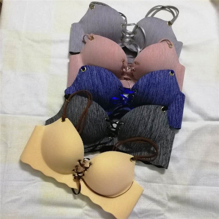 Lace-up Underwear Gathered Bra Small Bra Thick Beautiful Back