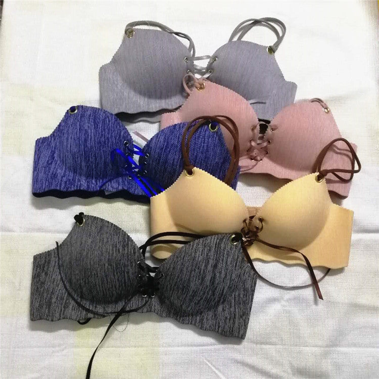 Lace-up Underwear Gathered Bra Small Bra Thick Beautiful Back