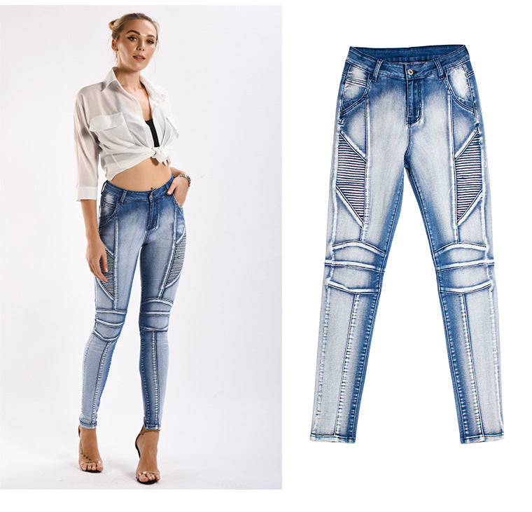 Stretch thin women's denim pencil pants