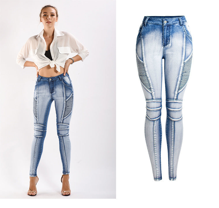 Stretch thin women's denim pencil pants