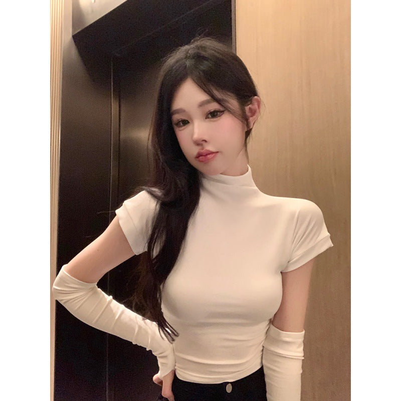 Half-high Collar Short-sleeved T-shirt Pure Desire Slim Fit Inside