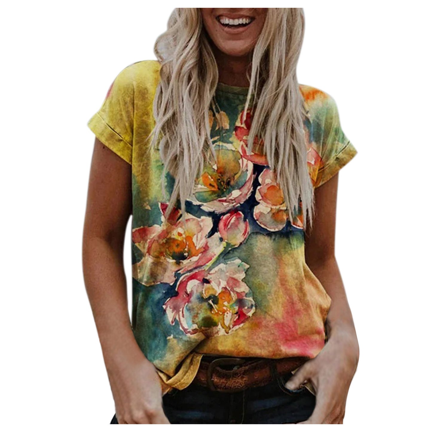 Street Hipster Pullover Print Loose Fit Short-sleeved Women's
