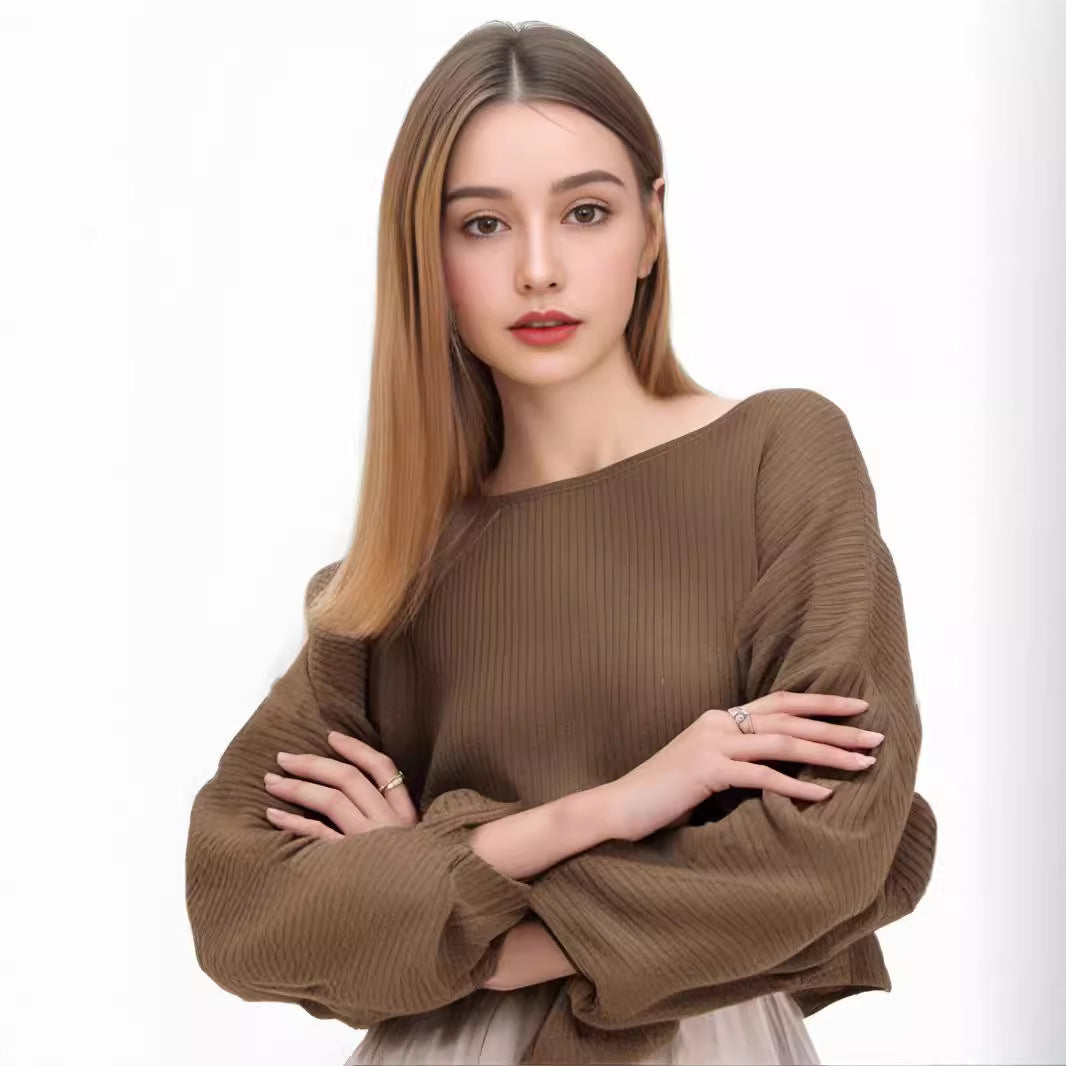 Loose Round Neck Short Sleeve Knitted Sweater