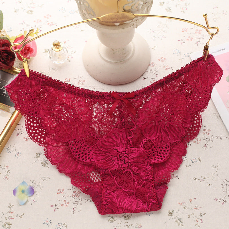Women's Underwear Cotton Crotch Low Waist Ultra-thin Transparent Lace