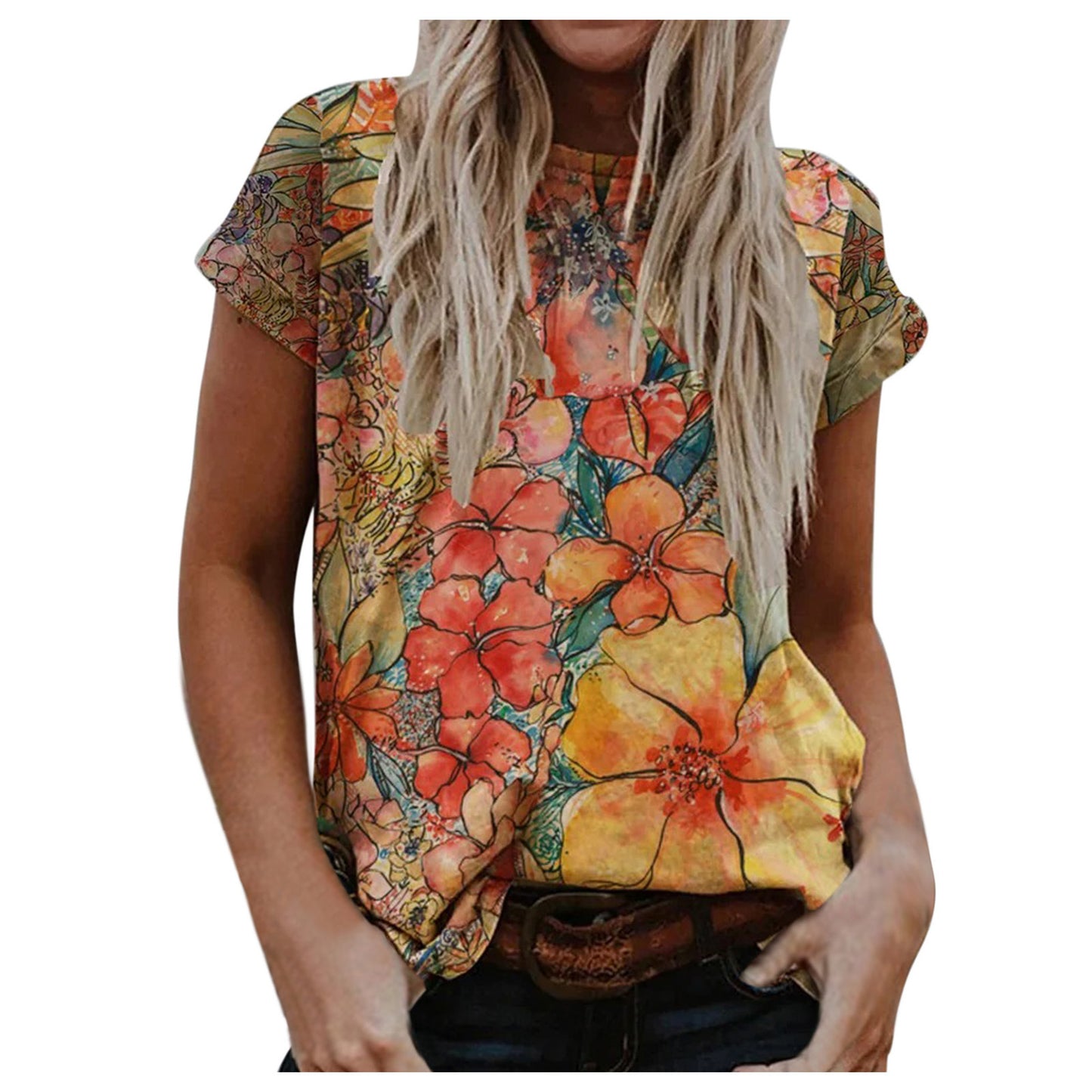 Street Hipster Pullover Print Loose Fit Short-sleeved Women's