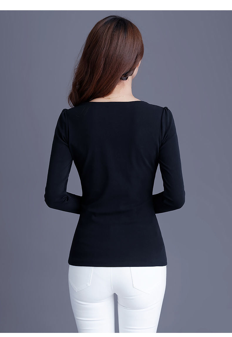 Top Long Sleeve Lace Splicing Blouse