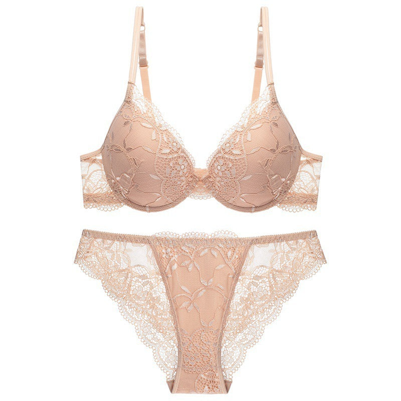 Sexy Deep Micro Push Up Lace Bra Suit