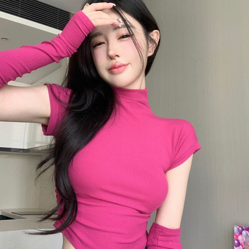 Half-high Collar Short-sleeved T-shirt Pure Desire Slim Fit Inside