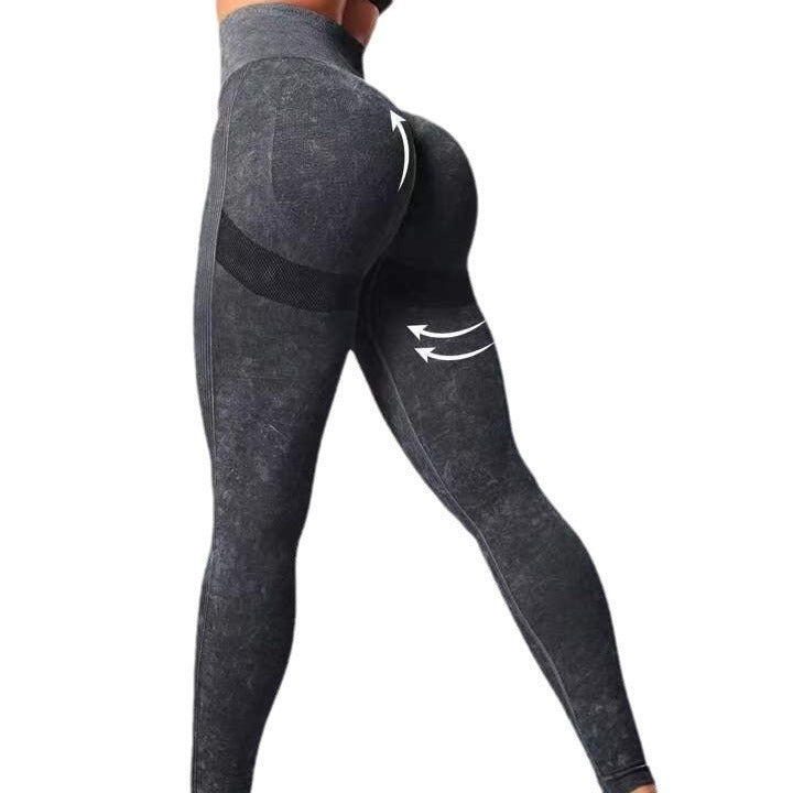 Matte Washed Seamless Yoga High Waist Hip Lift Fitness Pants