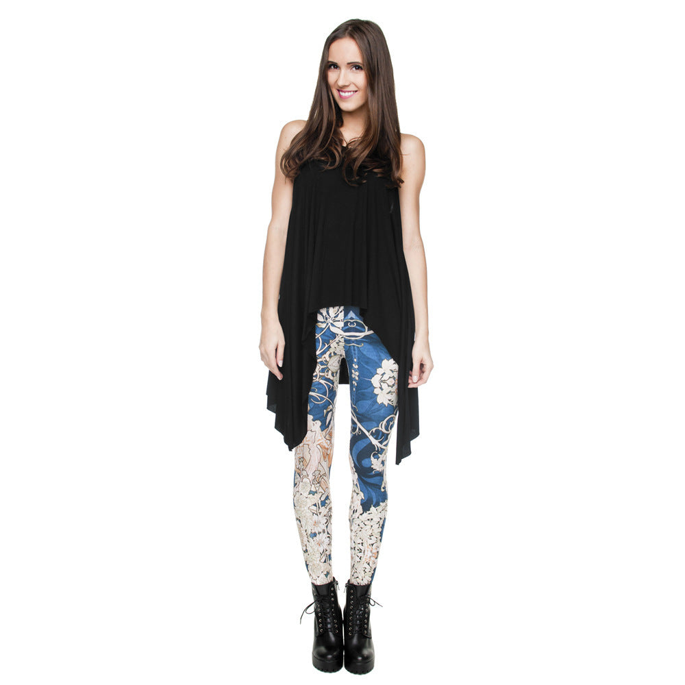 Printed cropped pants high waist leggings women