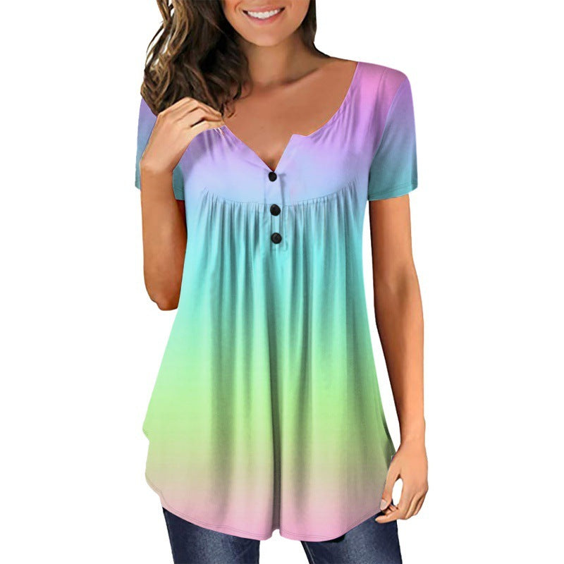 Loose V-neck Women's Top T-shirt