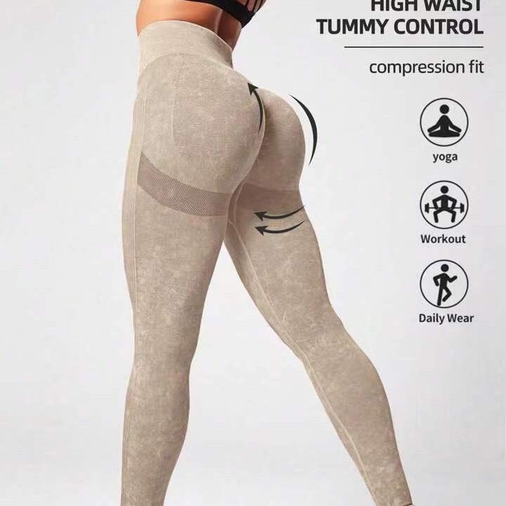 Matte Washed Seamless Yoga High Waist Hip Lift Fitness Pants