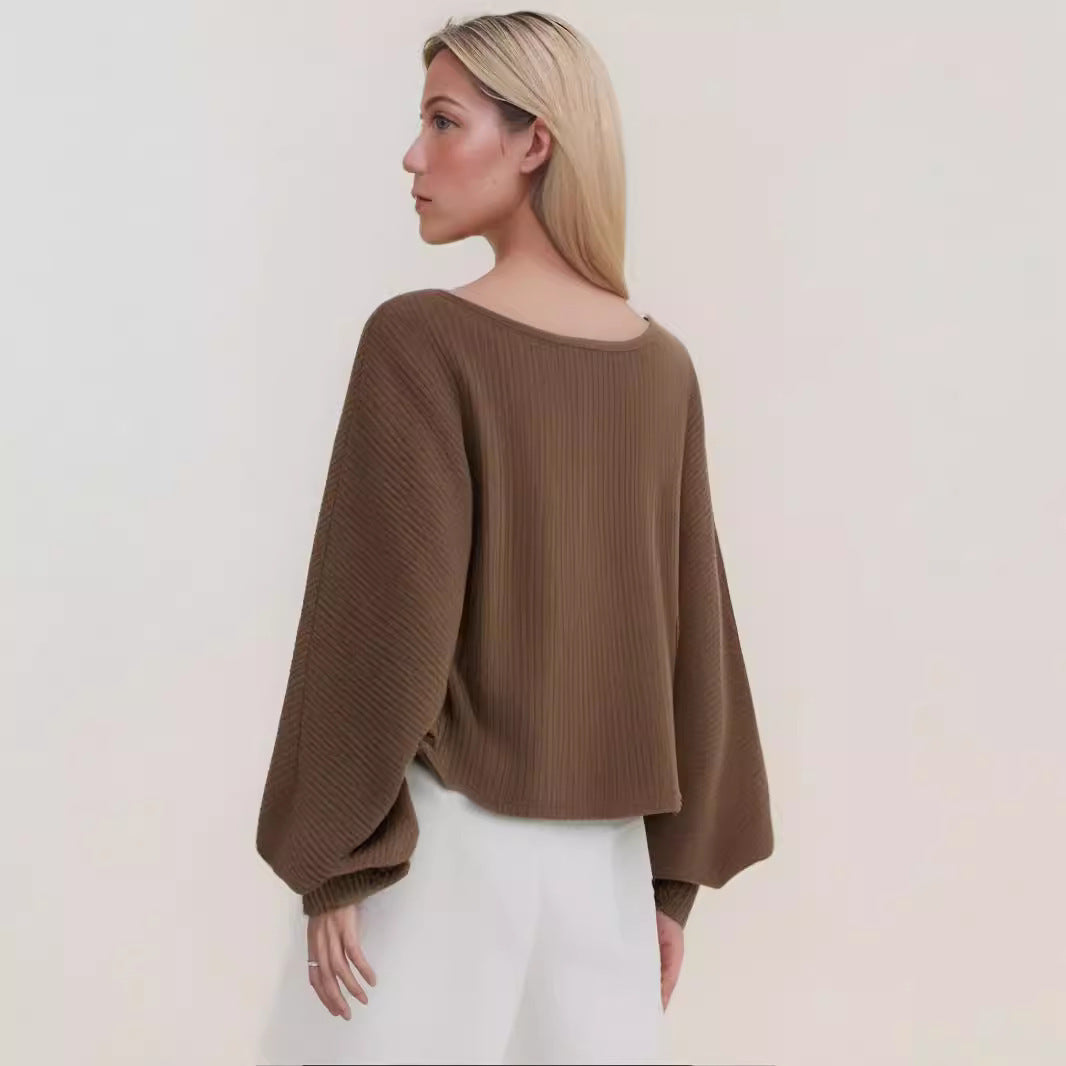 Loose Round Neck Short Sleeve Knitted Sweater