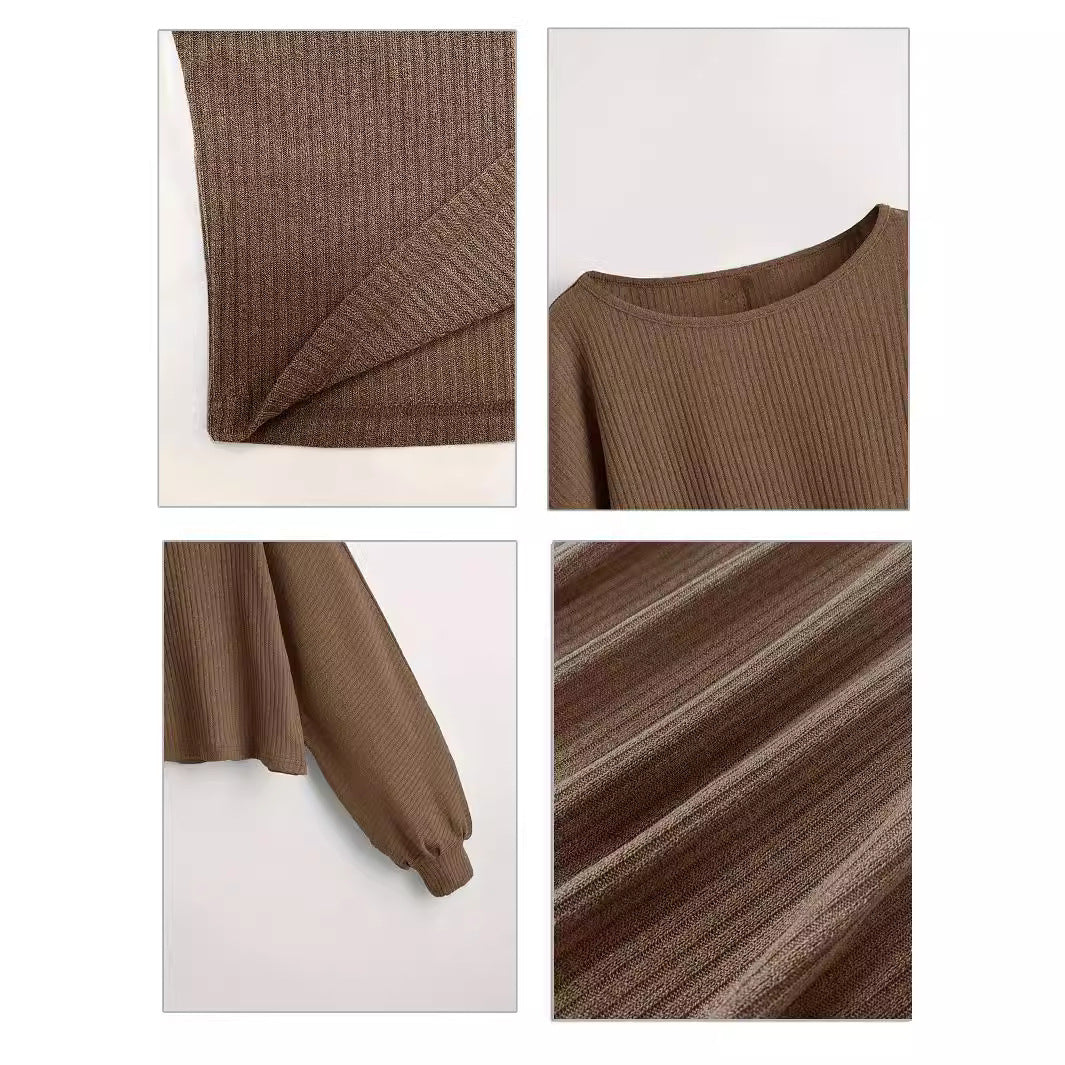 Loose Round Neck Short Sleeve Knitted Sweater