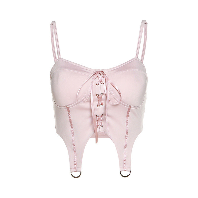 Spring New Women's Solid Color Slim Street Fashion Sexy Suspender Backless Small Vest