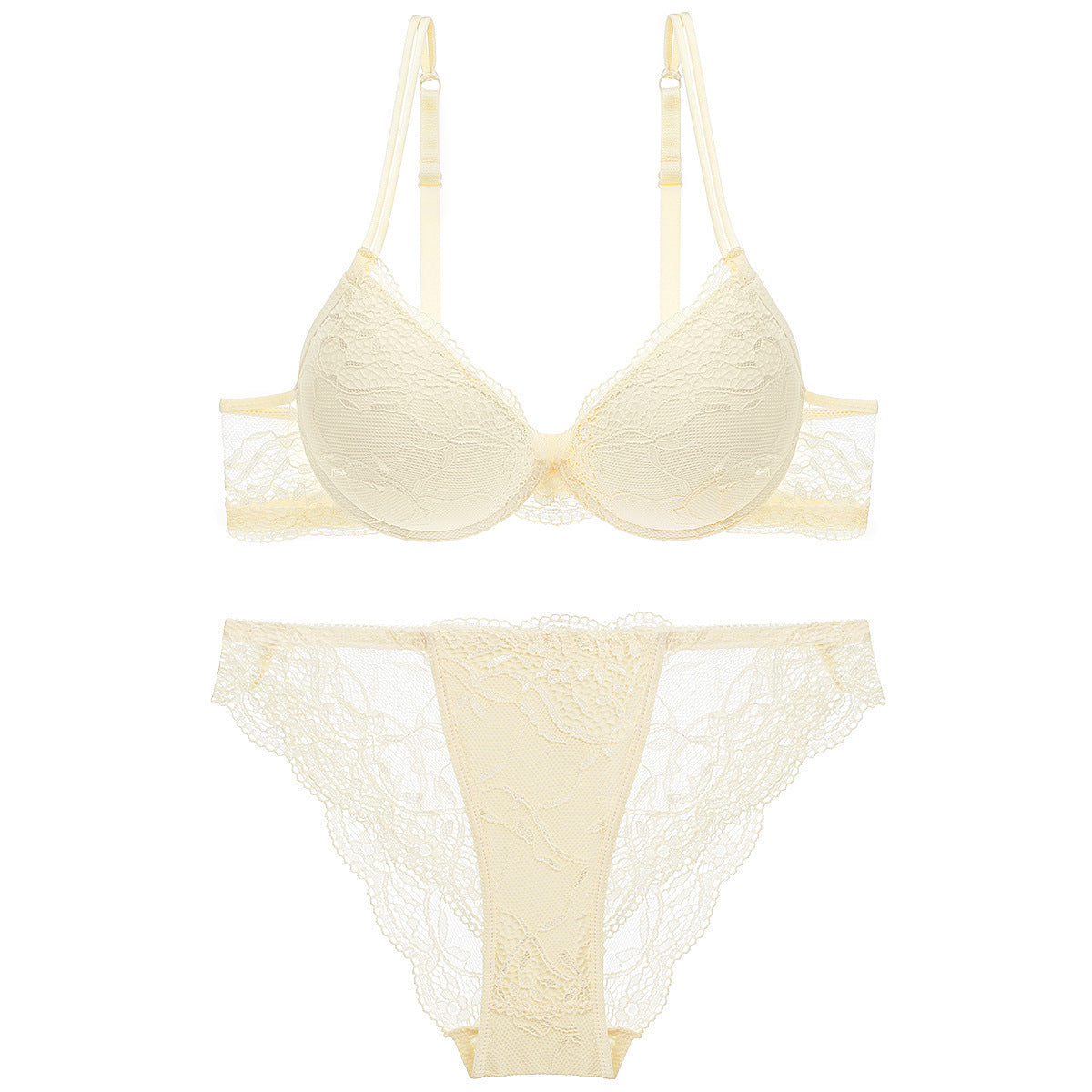 Sexy Deep Micro Push Up Lace Bra Suit