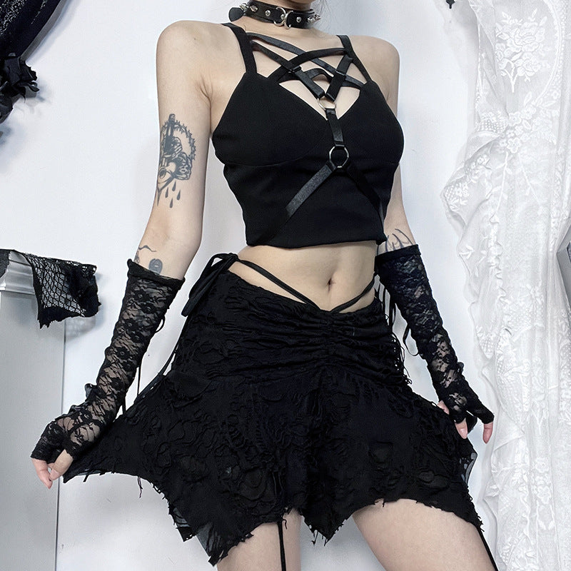 All-match Irregular Skirt Women With Holes