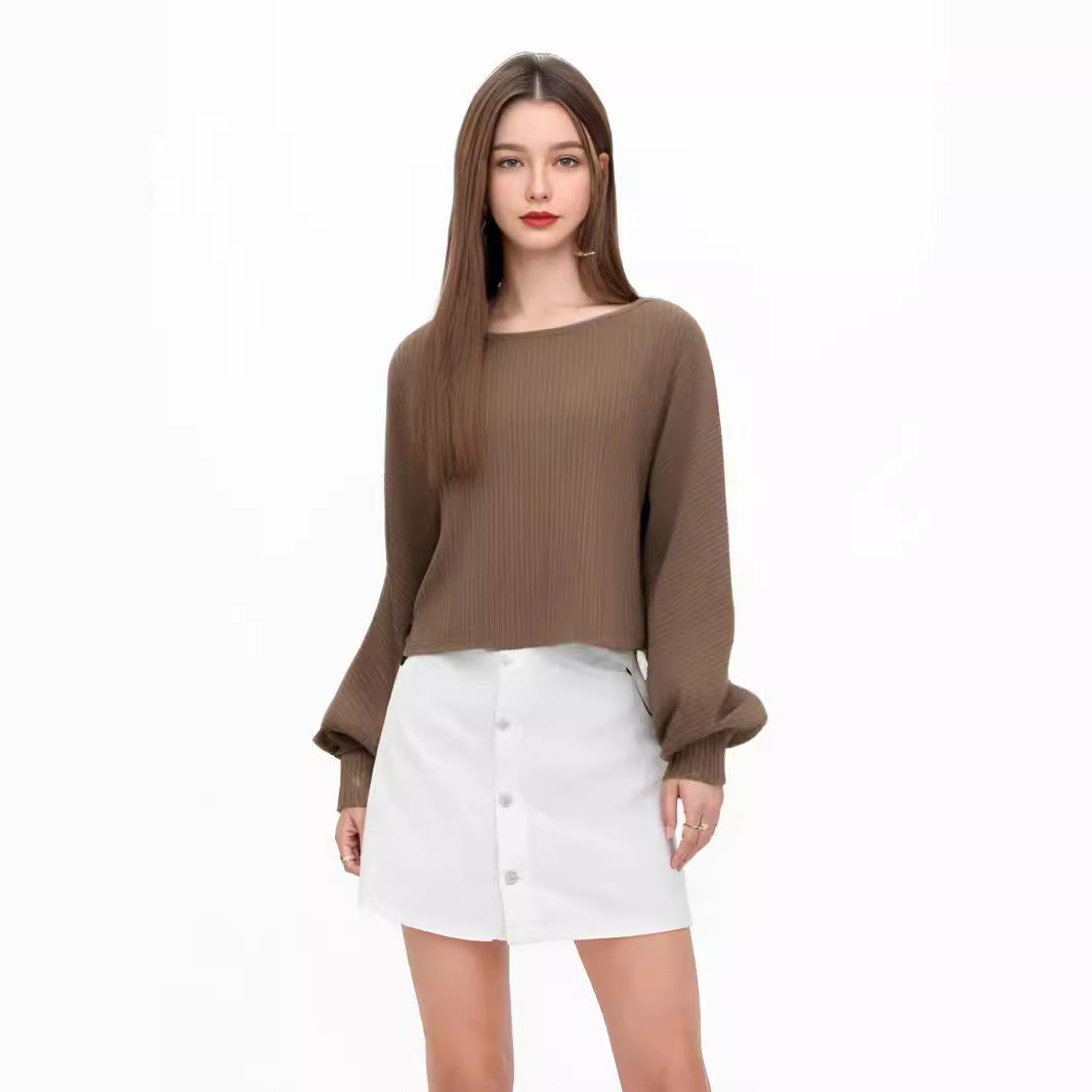 Loose Round Neck Short Sleeve Knitted Sweater