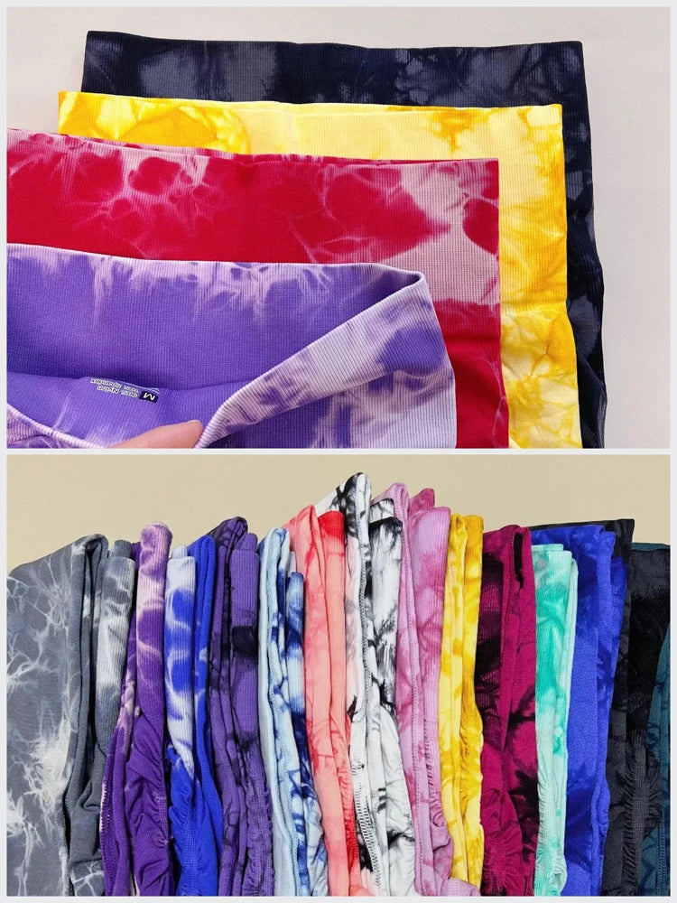 Tights Women Tie Dye Leggings High Waist Lifts Butt Tummy Control Push Up Seamless Yoga pants Ladies Workout Gym Clothing