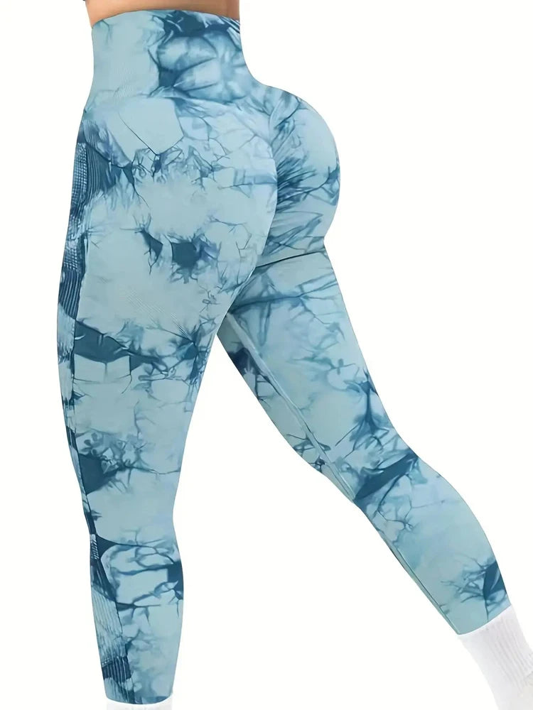 Tights Women Tie Dye Leggings High Waist Lifts Butt Tummy Control Push Up Seamless Yoga pants Ladies Workout Gym Clothing