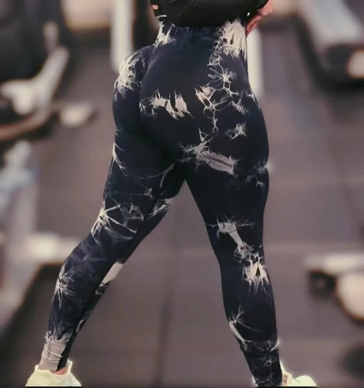 Tights Women Tie Dye Leggings High Waist Lifts Butt Tummy Control Push Up Seamless Yoga pants Ladies Workout Gym Clothing