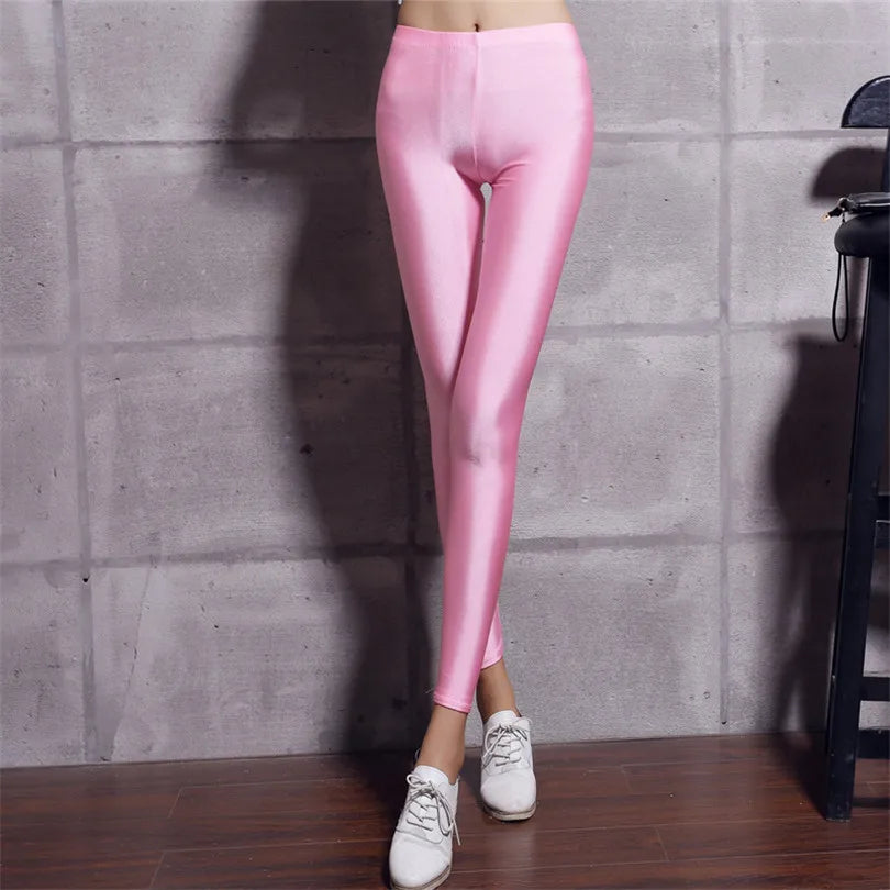 2021 New Spring Solid Candy Neon Leggings for Women High Stretched Female Legging Pants Girls Clothing Leggins Fashion