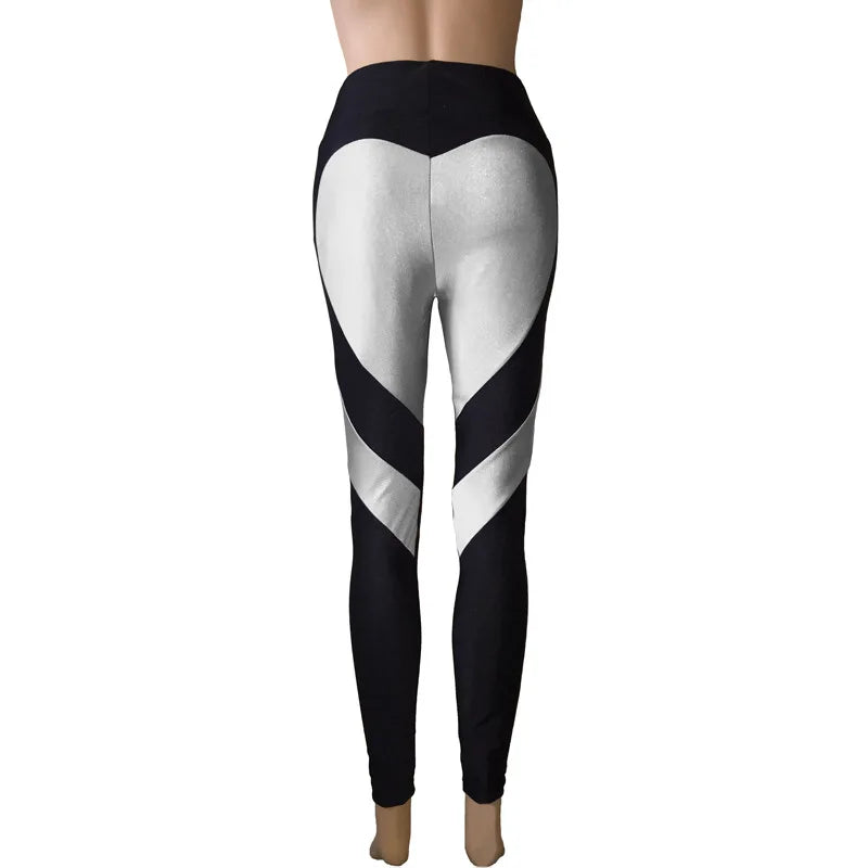 Women Red Heart Printed Leggings Fashion Polyester Ankle-Length Pants High Waist Push Up Sportwear Female Leggings
