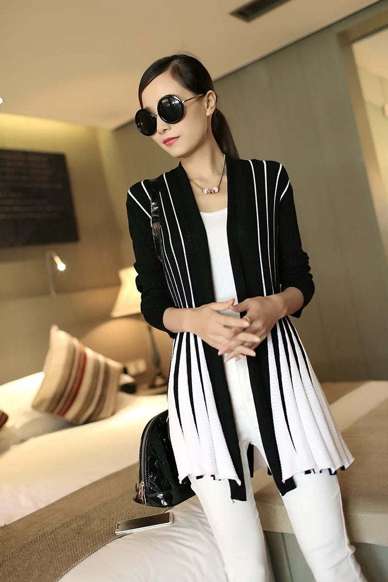 Open knit cardigans for womens sweaters cardigan lLightweight autumn winter 2024 poncho Stripes Long Sleeve Women's sueter mujer