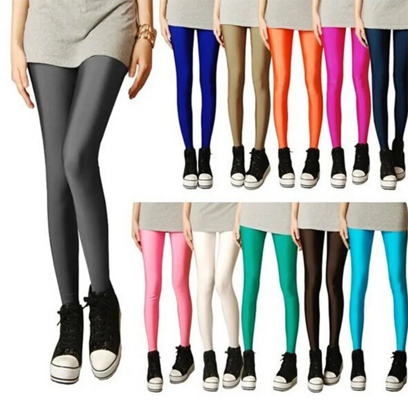 2021 New Spring Solid Candy Neon Leggings for Women High Stretched Female Legging Pants Girls Clothing Leggins Fashion