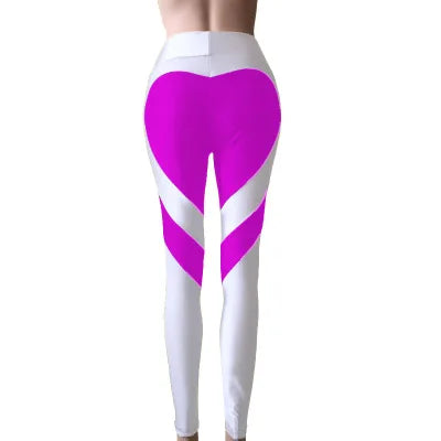 Women Red Heart Printed Leggings Fashion Polyester Ankle-Length Pants High Waist Push Up Sportwear Female Leggings