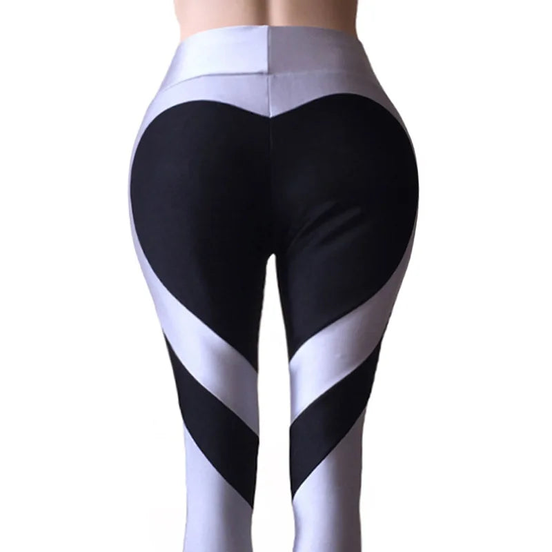 Women Red Heart Printed Leggings Fashion Polyester Ankle-Length Pants High Waist Push Up Sportwear Female Leggings
