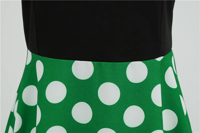 Women Retro Summer Dresses 50s 60s Sleeveless V-neck Polka Dot Bow Ball Grown Party Sundress Robe Vestidos