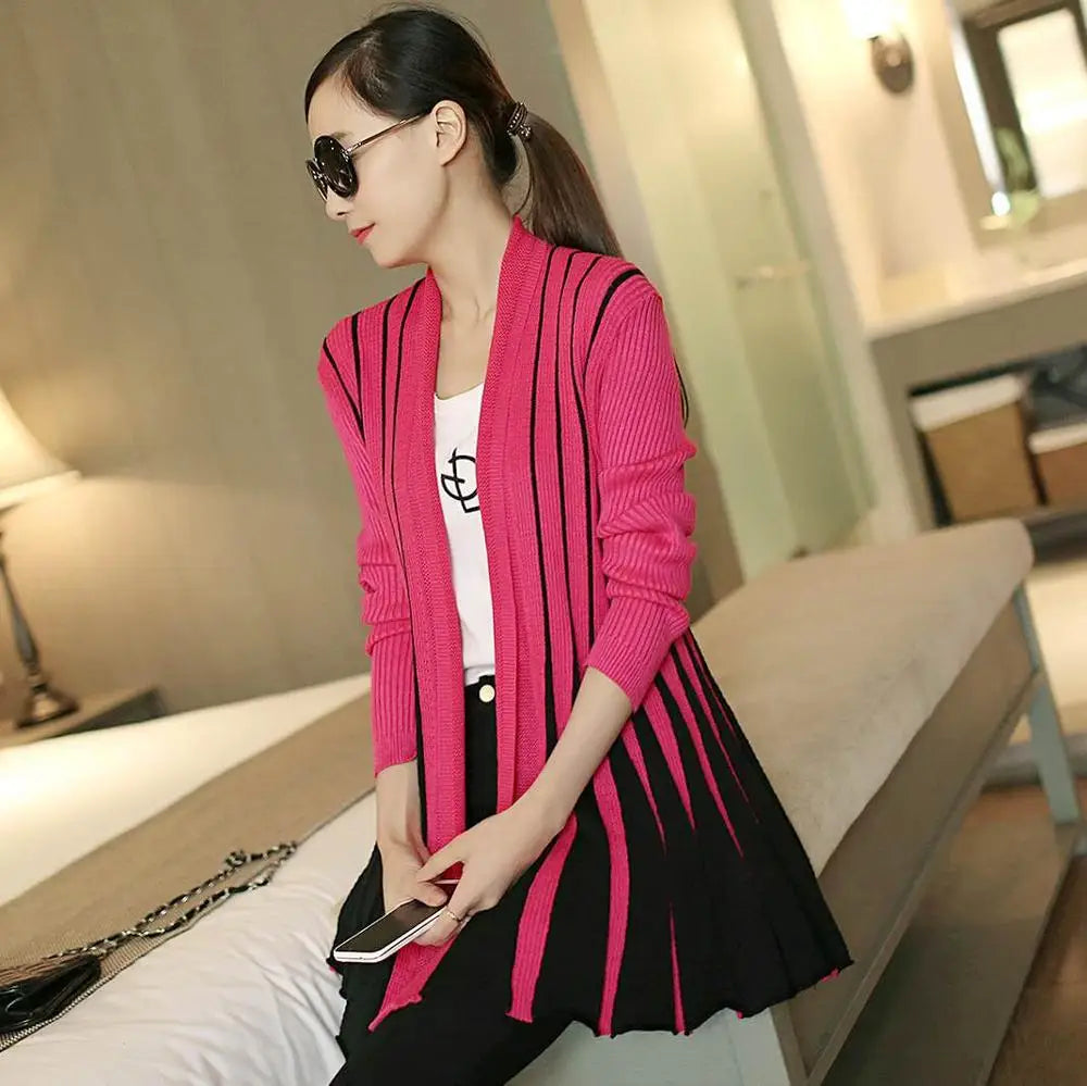 Open knit cardigans for womens sweaters cardigan lLightweight autumn winter 2024 poncho Stripes Long Sleeve Women's sueter mujer