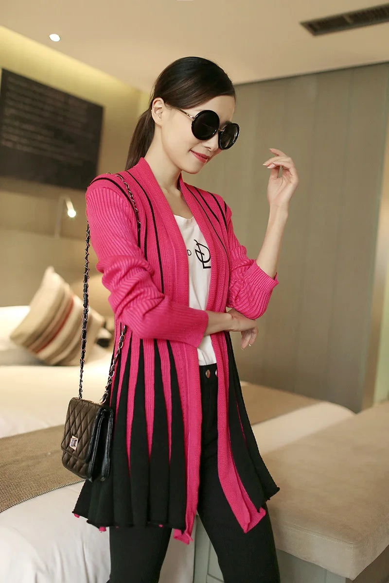 Open knit cardigans for womens sweaters cardigan lLightweight autumn winter 2024 poncho Stripes Long Sleeve Women's sueter mujer