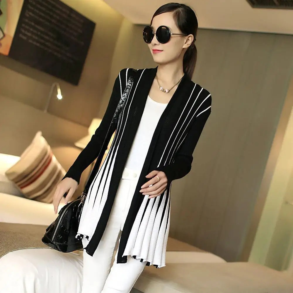 Open knit cardigans for womens sweaters cardigan lLightweight autumn winter 2024 poncho Stripes Long Sleeve Women's sueter mujer