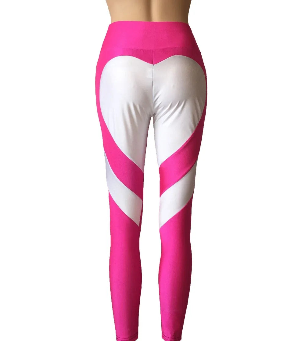 Women Red Heart Printed Leggings Fashion Polyester Ankle-Length Pants High Waist Push Up Sportwear Female Leggings