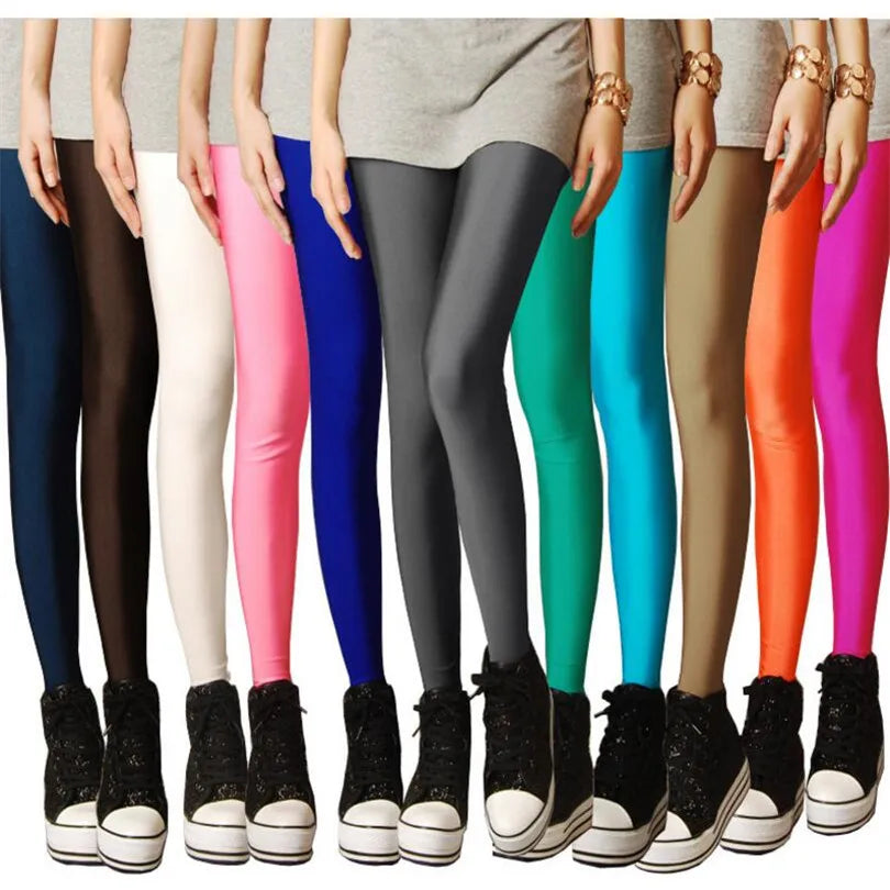 2021 New Spring Solid Candy Neon Leggings for Women High Stretched Female Legging Pants Girls Clothing Leggins Fashion