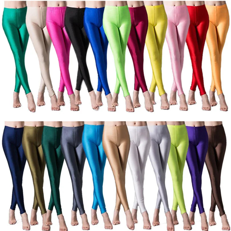 2021 New Spring Solid Candy Neon Leggings for Women High Stretched Female Legging Pants Girls Clothing Leggins Fashion