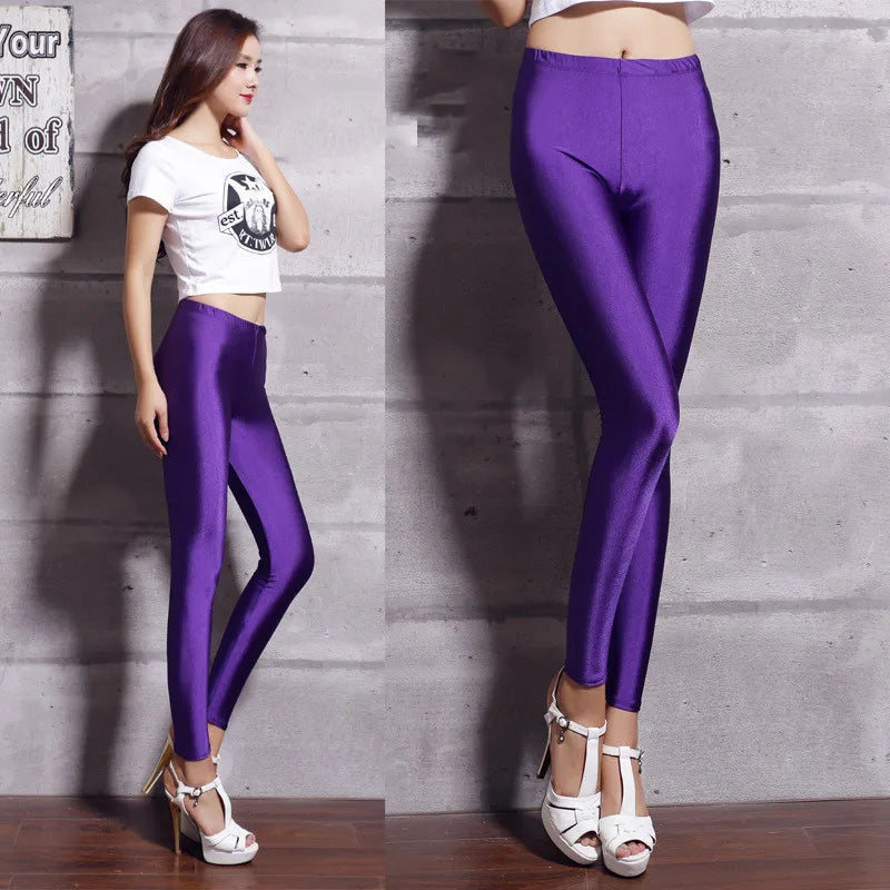 2021 New Spring Solid Candy Neon Leggings for Women High Stretched Female Legging Pants Girls Clothing Leggins Fashion